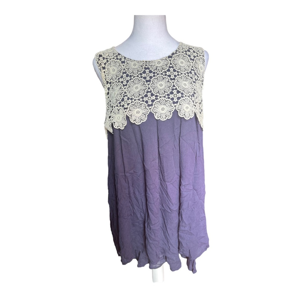Entro Size Large Navy Blue Mini Dress With Crochet Detail